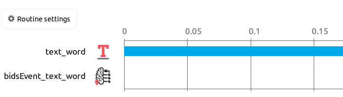 View of the VisualStimuliText routine in the builder